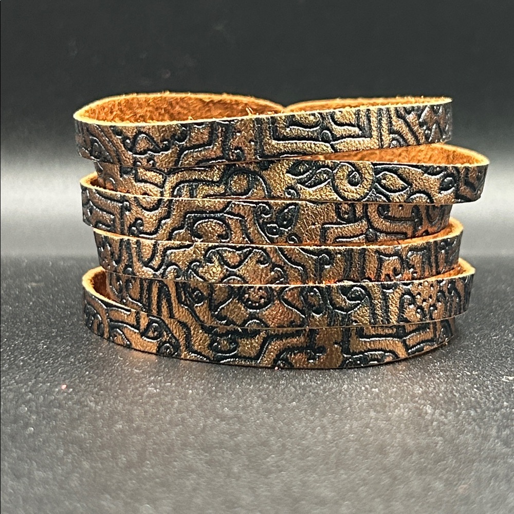 Intricate Black and Copper Leather wrap